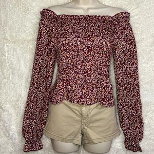 Floral top, long-sleeved, size Small